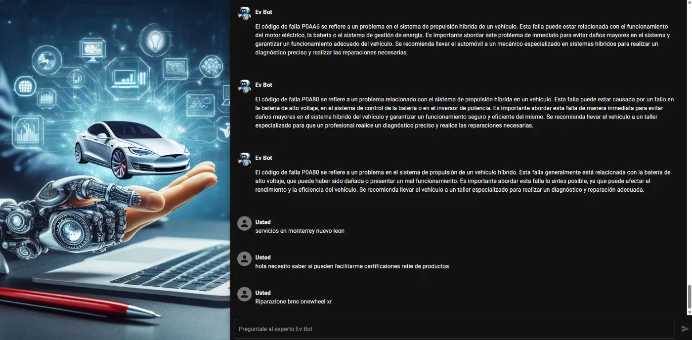 EvBot, asistente virtual con IA